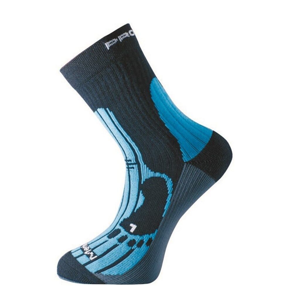 Progress Merino černá/modrá/šedá turistické ponožky s Merinem